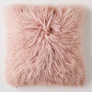 Set of 2 West Elm Mongolian Lamb Pillows Rosette Color 16x16 inches